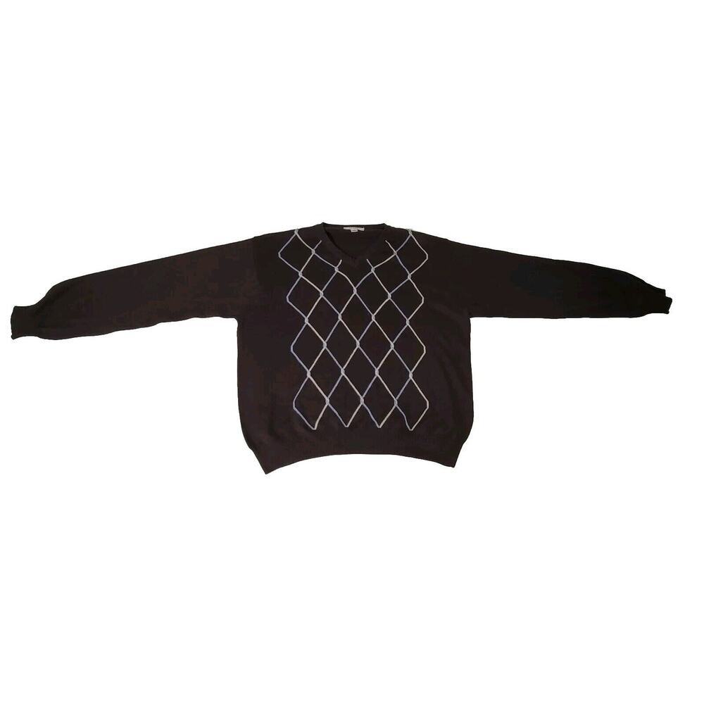 Turnbury Sweater Mens Size 48 Extra Fine Merino Wool V-Neck Pullover Brown Italy